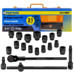 Partner t&ouml;&ouml;riistade komplekt 21 tk 3/4" PA-6212-5MPB, CrMo, 21 tk, 6/12-punkt, metallkorpus