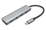 Digitus USB keskjaam DA-70246, 4 x USB-C, tumehall, Genesys Logic GL3510 kiip