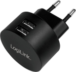 Logilink USB pistikupesa adapter PA0218, 10.5W, 2x USB-A, 5V, 2.1A, must, kompaktne, kiirlaadimine