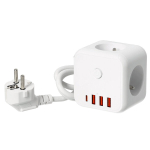 Pikendusjuhe 3 pistikupesa ja 4 Usb-ga (1,5 m, valge, l&uuml;liti)