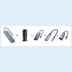 Choetech HUB-M26, USB-C to USB-C / USB-A / HDMI / VGA / AUX / SD / TF gray