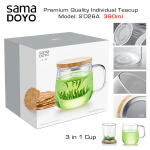 Klaas filtriga teekruus 3in1, Samadoyo, S026A, Premium klass, 380 ml