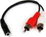 Y-Kaabel Mini-Jack 3,5 mm kuni 2x RCA - STARTECH - V&auml;rvikoodiga pistikud - Must