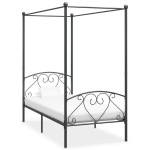 vidaXL baldahhiiniga voodiraam, hall, metall, 100 x 200 cm