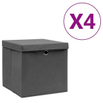 vidaXL hoiukastid kaanega 4 tk, 28 x 28 x 28 cm, hall