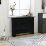vidaXL radiaatorikate, must 112 x 19 x 81 cm, MDF, Juoda