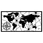 Metallist seinadekoratsioon World Map