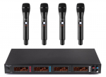 PD504H 4x 50-kanaliline UHF juhtmevaba mikrofoni komplekt koos 4 k&auml;eshoitava mikrofoniga