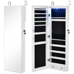 Costway peegelpildiga ehtekapp Lukustatav seinale/uksele kinnitatav 36 x 10 x 108 cm valge