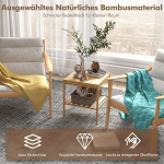 Costway komplekt 2-st bambusest &ouml;&ouml;kapist 2-korruseline abilaud 40 x 40 x 45 cm naturaalne