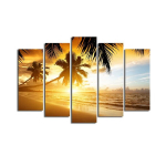 Viieosaline reproduktsioon Palmipuud mere &auml;&auml;res