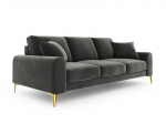 Kolmekohaline diivan Mazzini Sofas Madara, veluur, tumehall/kuldne v&auml;rv