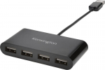USB 2.0 keskseade - KENSINGTON - 4 porti - Must - USB toiteallikas - V&auml;line