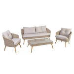 Aiam&ouml;&ouml;bli komplekt Norway diivan - 182 x 79 x H 71 cm ; 2 tooli - 75 x 75,5 x H 71 cm ; diivanilaud 109 x 59 x H 38 cm - alumiinium / kunstrotang