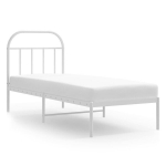 vidaXL metallist voodiraam peatsiga, valge, 75x190 cm