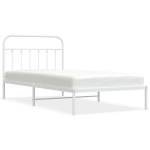 vidaXL metallist voodiraam peatsiga, valge, 107x203 cm