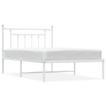 vidaXL metallist voodiraam peatsiga, valge, 107x203 cm