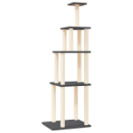 vidaXL kraapimispuu sisalk&ouml;itega kraapimispostidega, tumehall, 183 cm