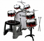 Laste l&ouml;&ouml;kpillid, komplekt, 6 trummi, 2 t&auml;mbrit, 2 taldrikut