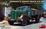 Liimitav mudel MiniArt 35442 German 3t Cargo Truck 3,6-36S Pritsche-Normal-Type Military 1/35