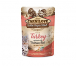Carnilove Turkey Valeriana teraviljavaba, m&auml;rgtoit kassidele, 85 g x 12
