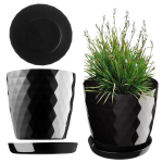 Plastikust alusega lillepott, lillekate, 20cm, must, Kadax