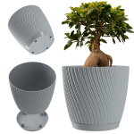 Lillepott koos alusega, 27cm, Plastik, Hall