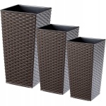 Komplektis 3x lillepott Lillepott rotangist Mocha siset&uuml;kk 68cm