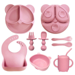 Silikoonist toitmiskomplekt lastele, 8 tk, roosa