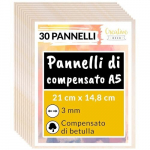 Kasevineerist plaadid 30 x A5 Creative Deco Wood lehed 3 mm, 148 x 210 x 3 mm