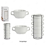 6-osaline portselanist kausside komplekt metallist alusega, Vessia