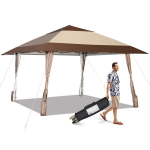 Costway 4m x 4m Patio vaatetorn, beež ratastega varikatusega telk