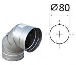 Diverter 90&deg; koos puhastusluugiga. D-80 mm.