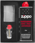 Zippo harjatud kroom 200 komplekt: tulemasin, bensiin, kivikesed
