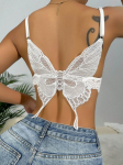 Butterfly Shaped Detail Bow Front Lace Bralette Lingerie&middot;White&middot;S
