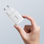 Baseus seinalaadija Compact PD 20W 1x USB-C 1x USB valge