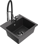 Graniidist k&ouml;&ouml;givalamu Mexen Milo koos segisti ja sifooniga, Black granite+Black/Chrome