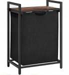 Vabalt seisev riiuliga pesukorv vannitoa p&ouml;&ouml;ningule puidust 72x50x33 cm