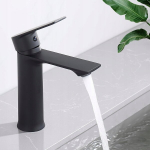 Vannitoa kraan, valamu armatuur, must, matt, &uuml;he k&auml;epidemega