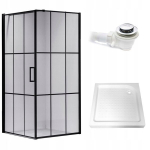 Nelinurkne du&scaron;ikabiin koos alusega Bs13b/sxl02b must/valge 90x90