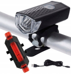 2x akuga led jalgratta esitulede komplekt ees ja taga usb led ees taga