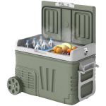 Outsunny 33 liitrine kompressoriga jahutusboks elektriline jahutusboks LED rulljahutusfunktsiooniga vaikne s&uuml;gavk&uuml;lmik box termobox minik&uuml;lmik 12/230 volti autopesa veoauto telkimiseks paat roheline, Žalia