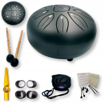 Keeletrumm 11 tooni 6" must, terasest trumm, Steel Tongue Drum