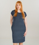 Naiste kleit 232734 01, tumesinine/valge