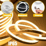 Sucikorio Neoon Led riba 20 m, 230 V veekindel tulekindel Ip65 Led riba soe valge 3000 K Led valgusketid v&auml;ljas 120 Led/m paindlik Diy valgusriba v&auml;ljas koos toiteallikaga kodule, peole