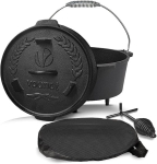 Vounot bbq hollandi ahi feuertopf, malm, 9 liitrit, eelk&uuml;psetatud pajaroog jalgadega, kaas, kaanet&otilde;stuk