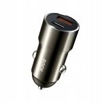 Rock Autolaadija H20 - Usb + Type-c - 15w 3a tume hall
