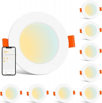 Changm Led s&uuml;vistatav kohtvalgusti 230 V nutikas Led laevalgusti Alexa Bluetooth laekohtvalgustid lame 8 W Ip44 3 tolli soe valge kuni k&uuml;lm valge 2700 K - 6000 K s&uuml;vistatavad kohtvalgustid komplekt 8