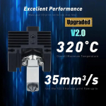Juupine 48w 24v t&auml;iustatud ekstruuderi hotend bambu lab x1 x1c p1p p1s 3d printerile, k&otilde;rge temperatuuriga hotend, karastatud terasest keraamiline k&uuml;tteelement (1 hotendi komplekt + 0,4 mm eemaldatavate d&uuml;&uuml;sidega)