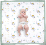 Hivia musliintekk, 6-kihiline kaisutekk, beebipuuvill, 110 x 110 cm, musliin beebitekk, m&auml;hkimistekk, pehme tekk saunalinaks, lastetekk, vasts&uuml;ndinule, unisex (dream Bear)